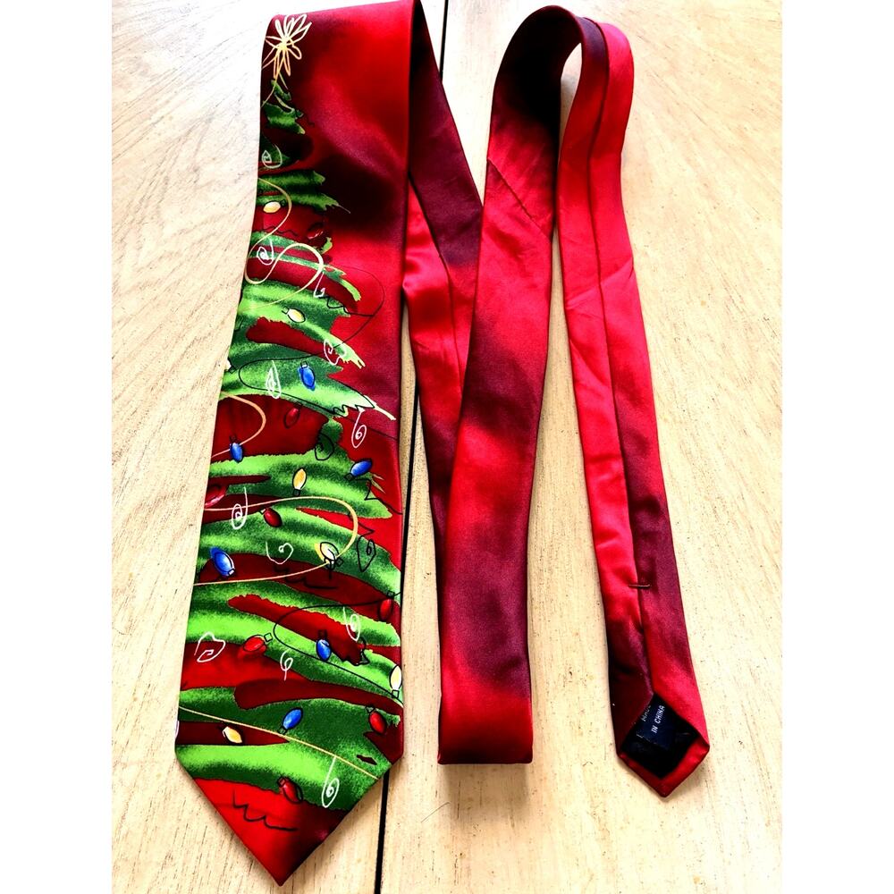 Vintage Jerry Garcia Silk Christmas Tie Collection 56 Abstract Tree Red Holiday